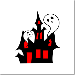 Funny Halloween Ghost House Posters and Art